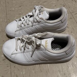 Adidas Women's White and Gold Sneakers